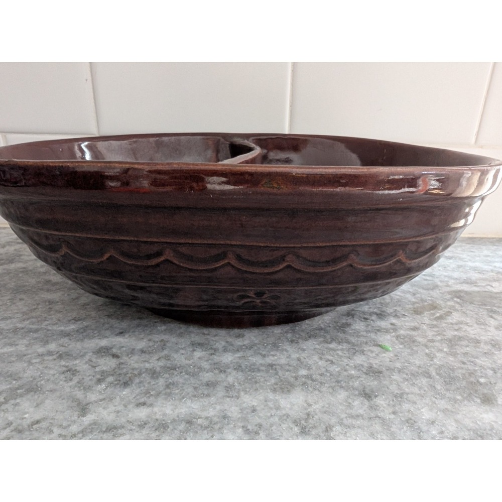 Vintage 1950's MarCrest‎ Stoneware Daisy Dot Divided Oven proof Dish
